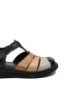 Imagine Sandale comode din piele naturală, negre cu detalii maro GOR388