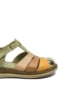 Imagine Sandale comode din piele naturală, verzi cu detalii maro GOR388