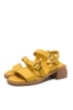 Imagine Sandale galbene din piele naturală, cu catarame decorative GOR317