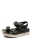 Imagine Sandale cu catarame, negre din piele naturală GOR2511