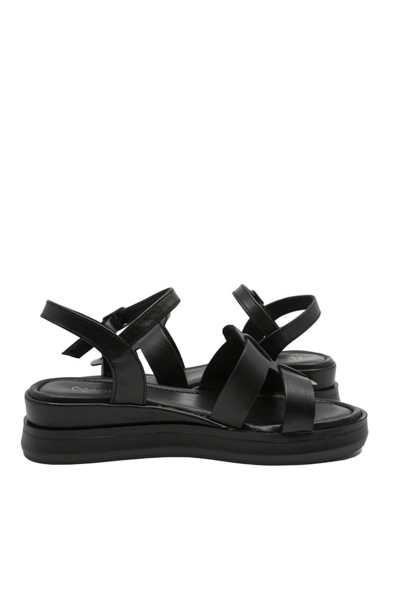 Imagine Sandale damă joase, negre din piele naturală GORD29