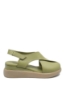 Imagine Sandale damă wedge verzi din piele naturală GOR575