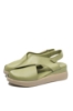 Imagine Sandale damă wedge verzi din piele naturală GOR575