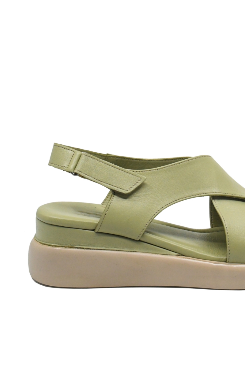 Imagine Sandale damă wedge verzi din piele naturală GOR575