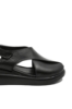 Imagine Sandale damă wedge negre din piele naturală GOR575