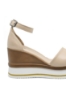 Imagine Sandale wedge cu baretă pe gleznă, bej din piele naturală GOR230