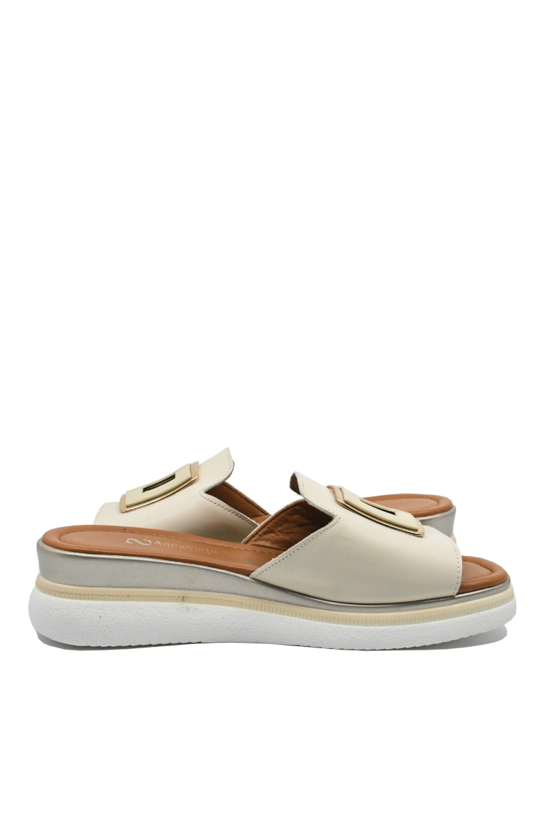 Imagine Saboți damă cu talpa wedge bej, din piele naturală GOR1063