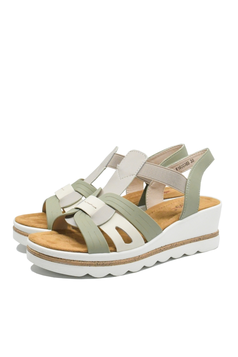 Imagine Sandale damă wedge, grey, din piele naturală OTR160036