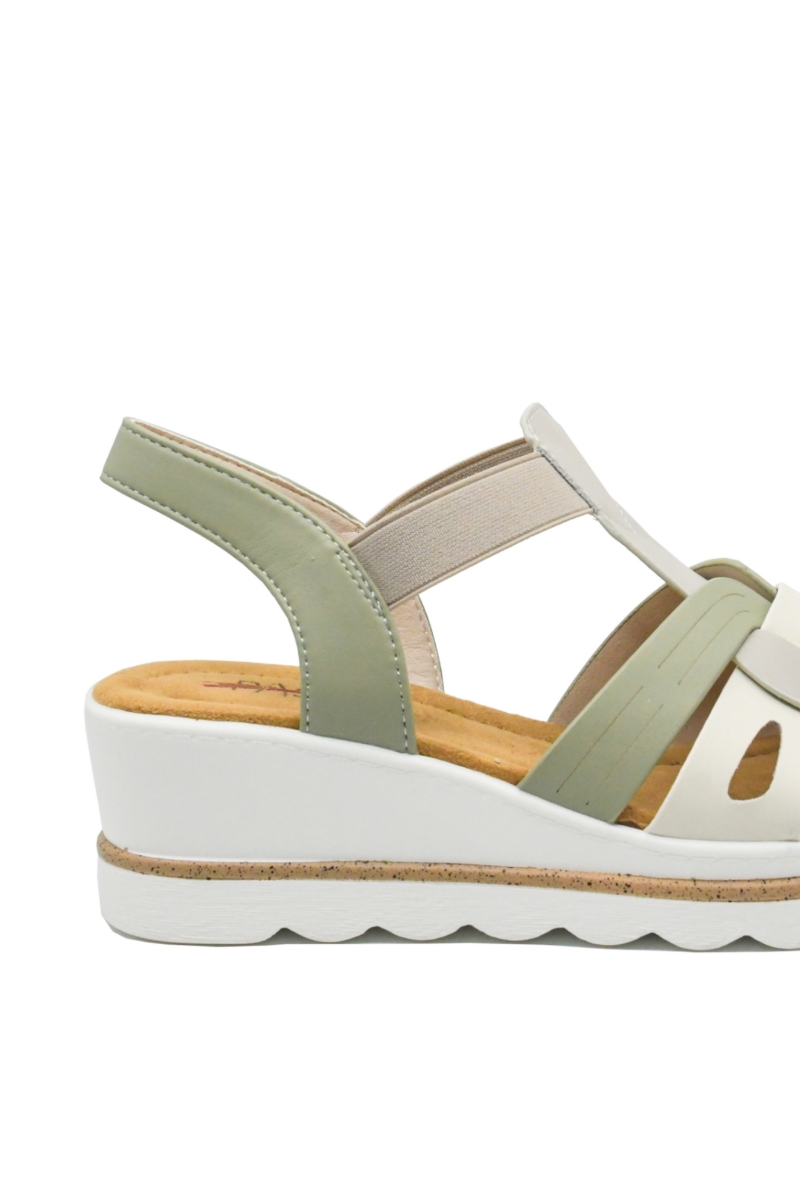 Imagine Sandale damă wedge, grey, din piele naturală OTR160036