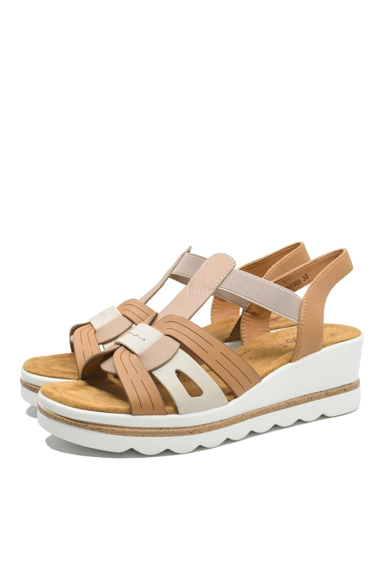 Imagine Sandale damă wedge, maro, din piele naturală OTR160036
