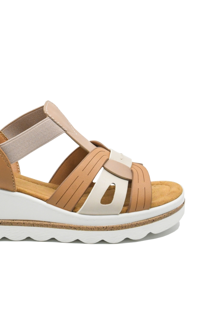 Imagine Sandale damă wedge, maro, din piele naturală OTR160036