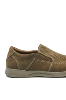 Imagine Mocasini maro deschis din piele întoarsă, cu perforații și cusături decorative GOR330