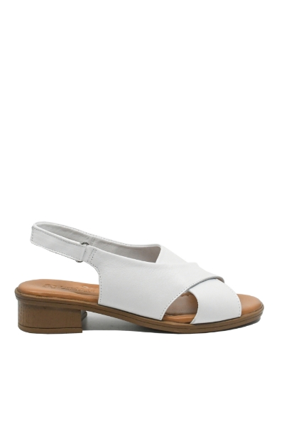 Imagine Sandale damă albe din piele naturală cu model încrucișat GOR6025
