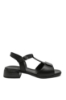 Imagine Sandale negre, din piele naturală cu baretă T și toc masiv GOR151468