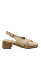 Imagine Sandale damă cu toc bloc bej nude din piele naturală GOR916