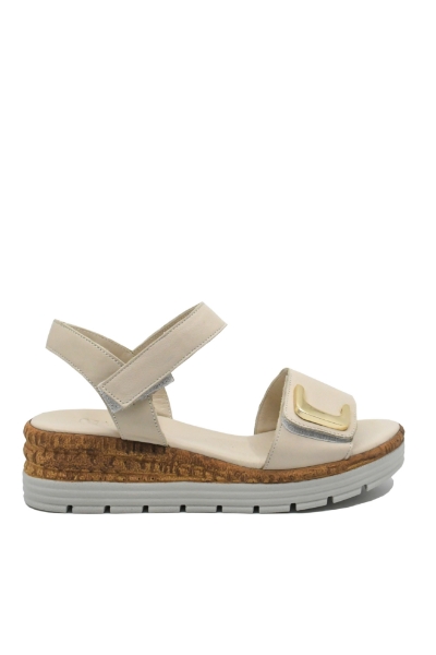 Imagine Sandale ajustabile, crem din piele naturală GOR2571