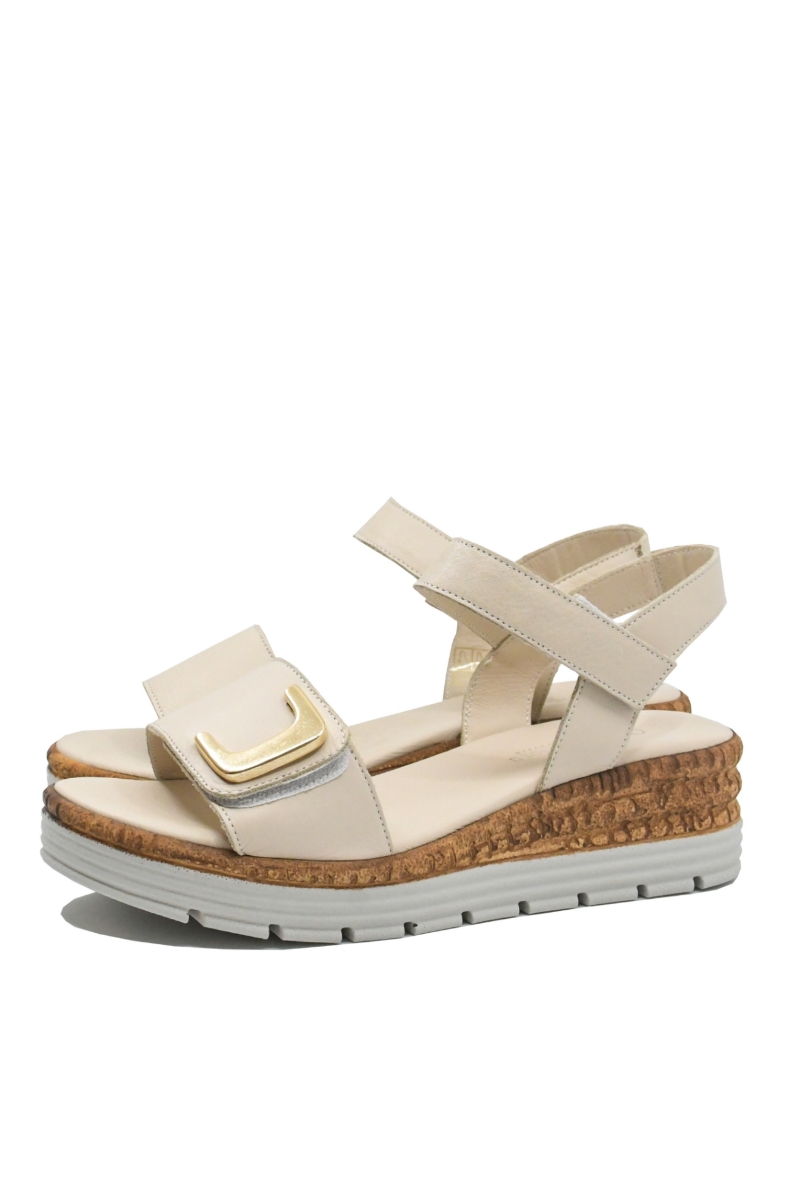Imagine Sandale ajustabile, crem din piele naturală GOR2571
