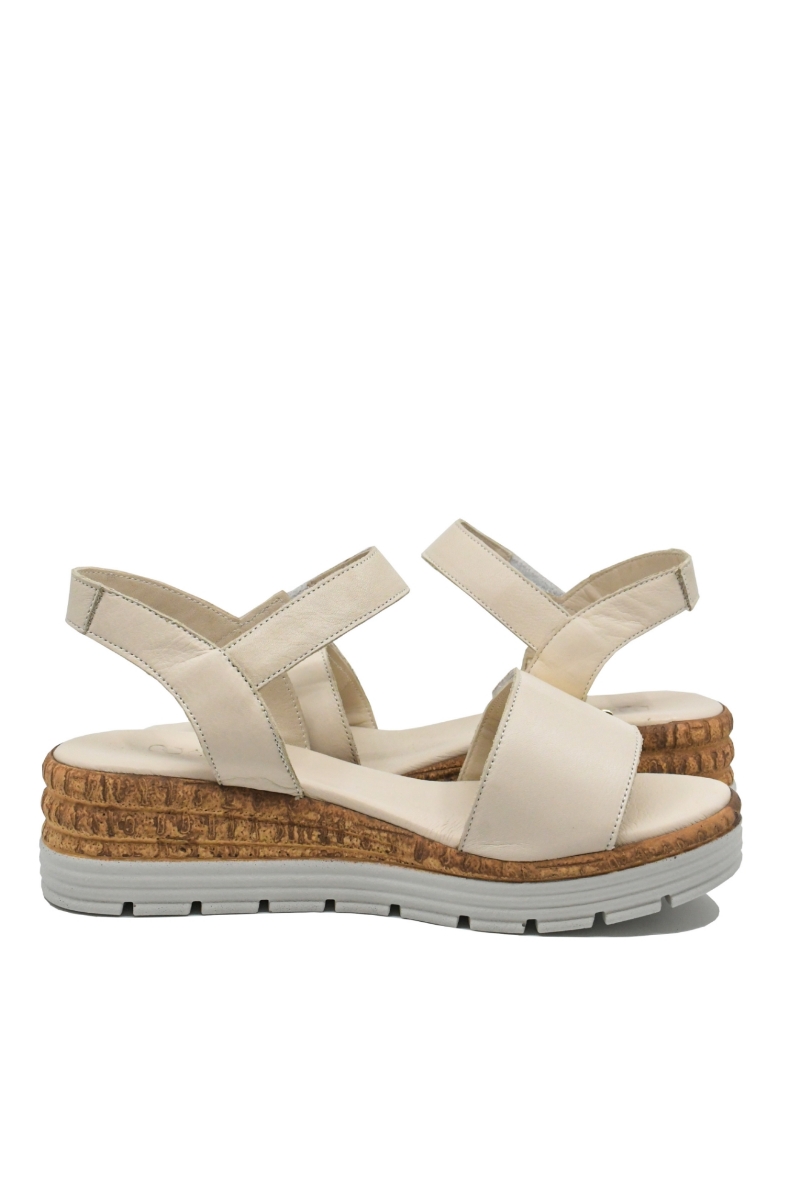 Imagine Sandale ajustabile, crem din piele naturală GOR2571