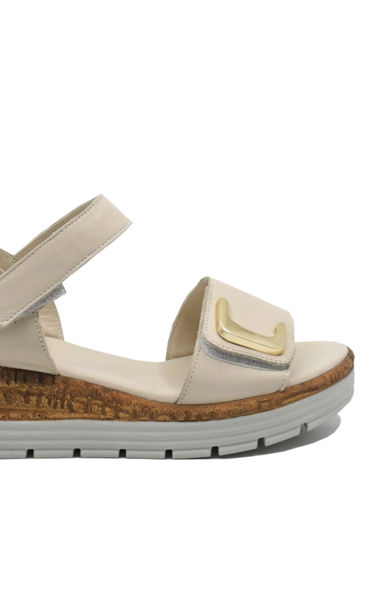 Imagine Sandale ajustabile, crem din piele naturală GOR2571