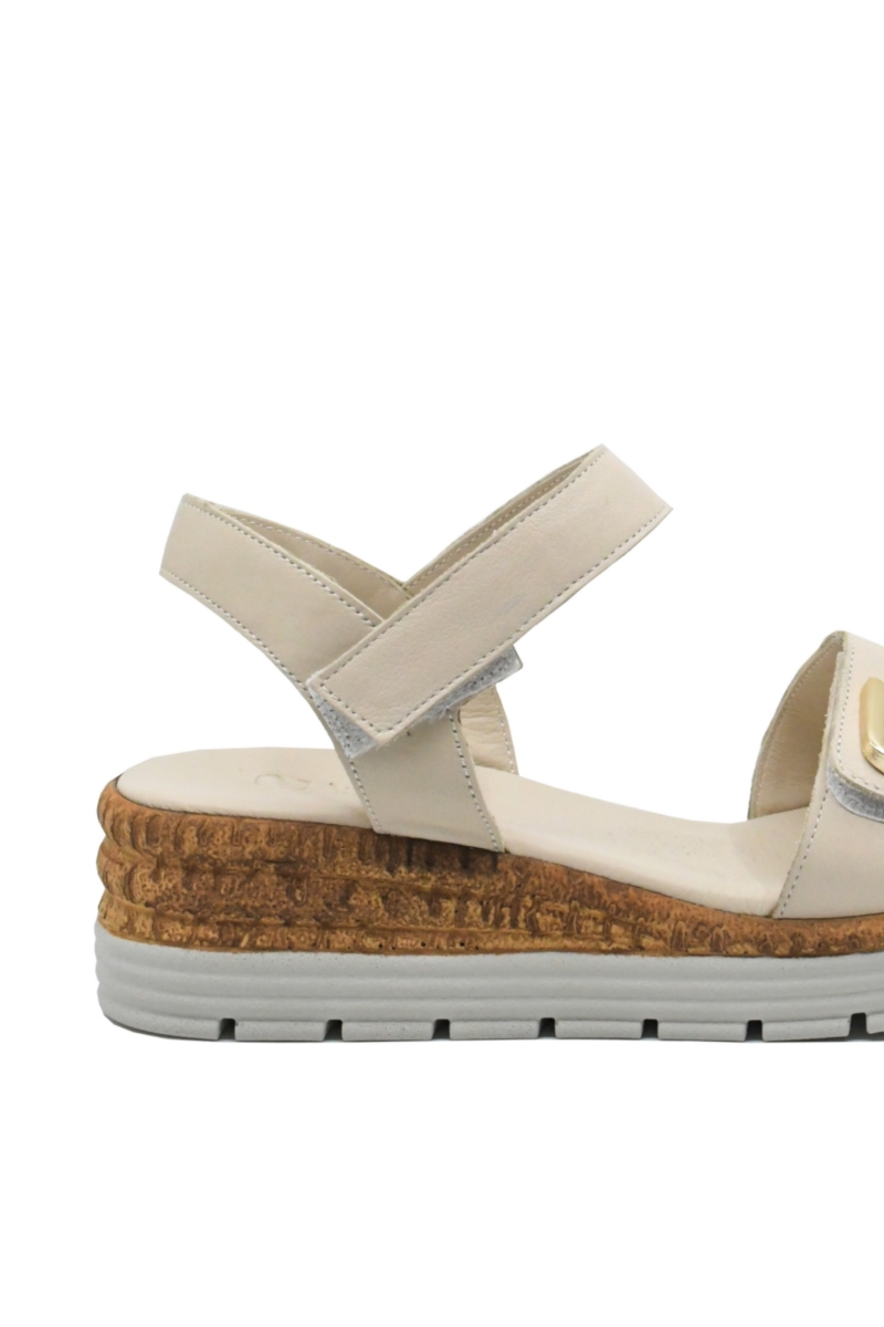Imagine Sandale ajustabile, crem din piele naturală GOR2571