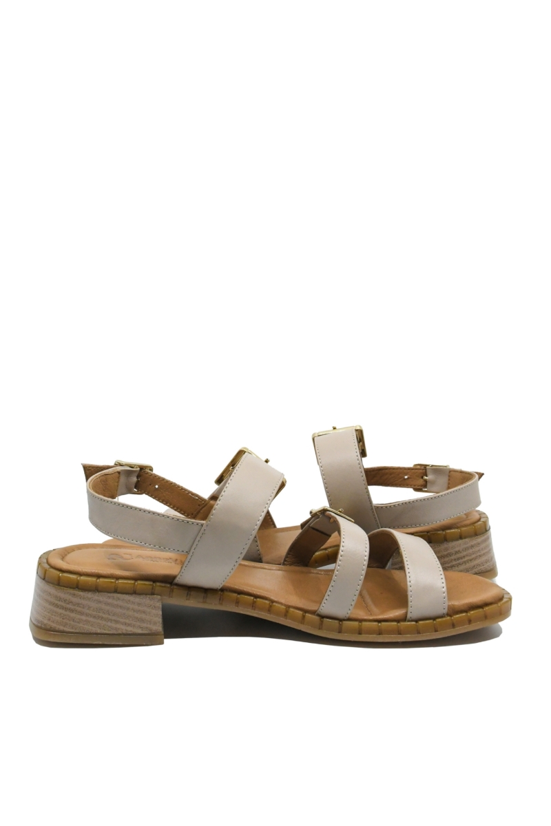 Imagine Sandale gri din piele naturală, cu catarame decorative GOR32