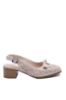 Imagine Pantofi decupați roz pudră din piele naturală, cu model floral GOR5676