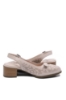 Imagine Pantofi decupați roz pudră din piele naturală, cu model floral GOR5676