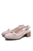 Imagine Pantofi decupați roz pudră din piele naturală, cu model floral GOR5676