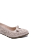 Imagine Pantofi decupați roz pudră din piele naturală, cu model floral GOR5676