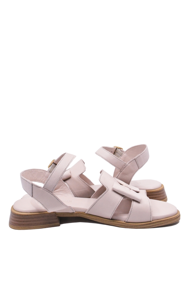 Imagine Sandale cu fundiță, roz pudră din piele naturală GOR2556