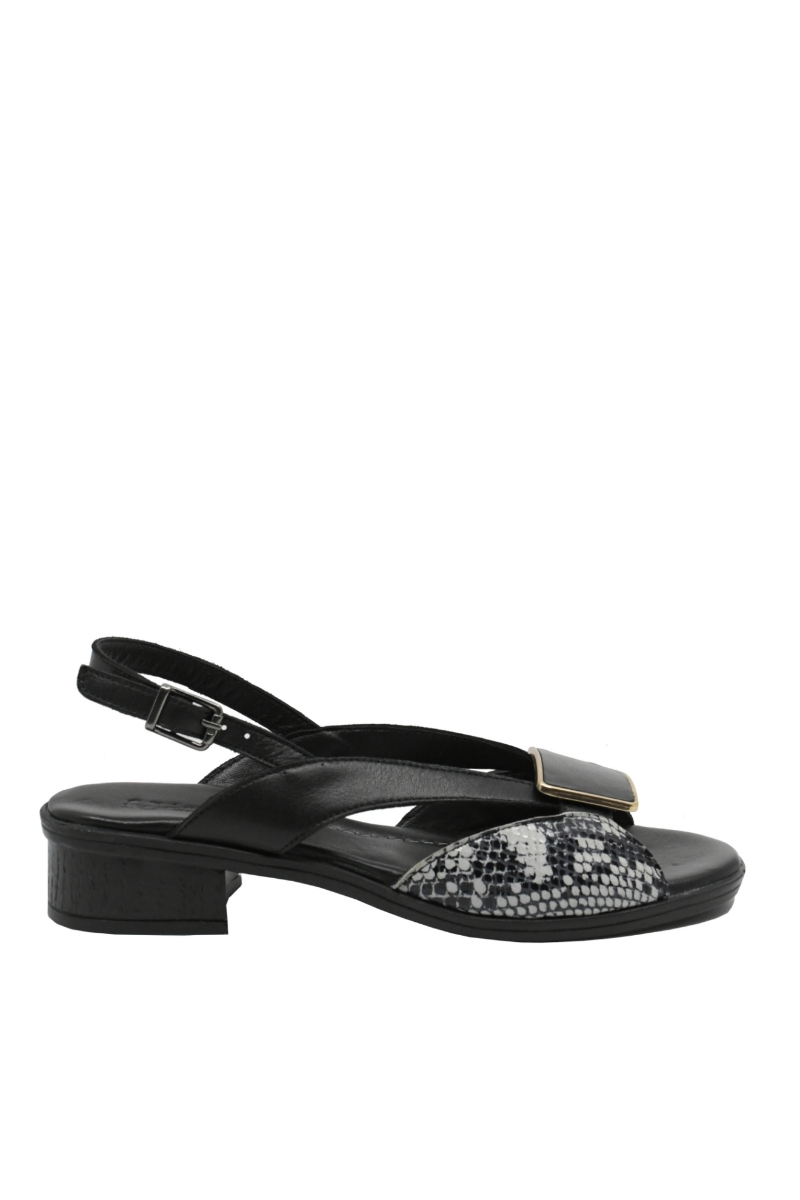 Imagine Sandale damă negre cu model șarpe, din piele naturală GOR6020