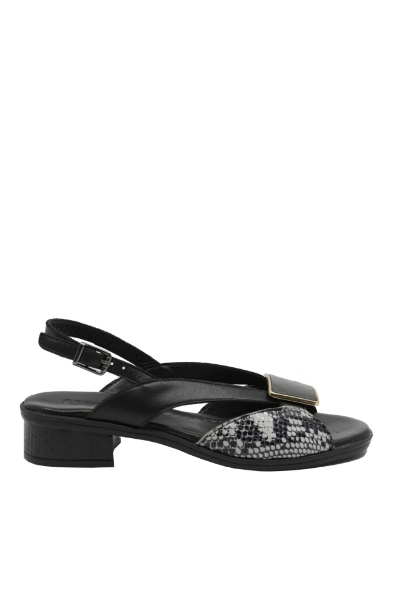 Imagine Sandale damă negre cu model șarpe, din piele naturală GOR6020