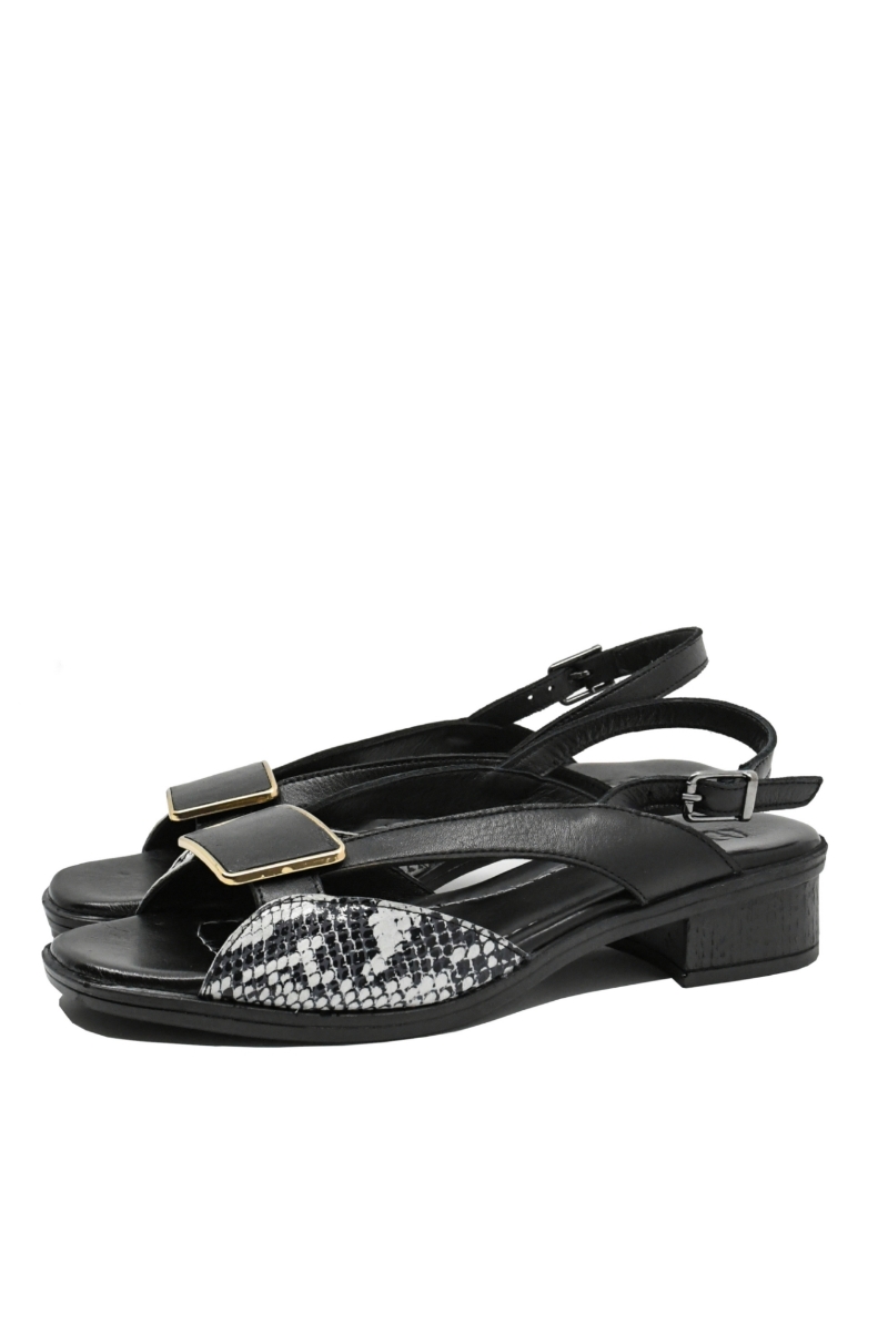 Imagine Sandale damă negre cu model șarpe, din piele naturală GOR6020