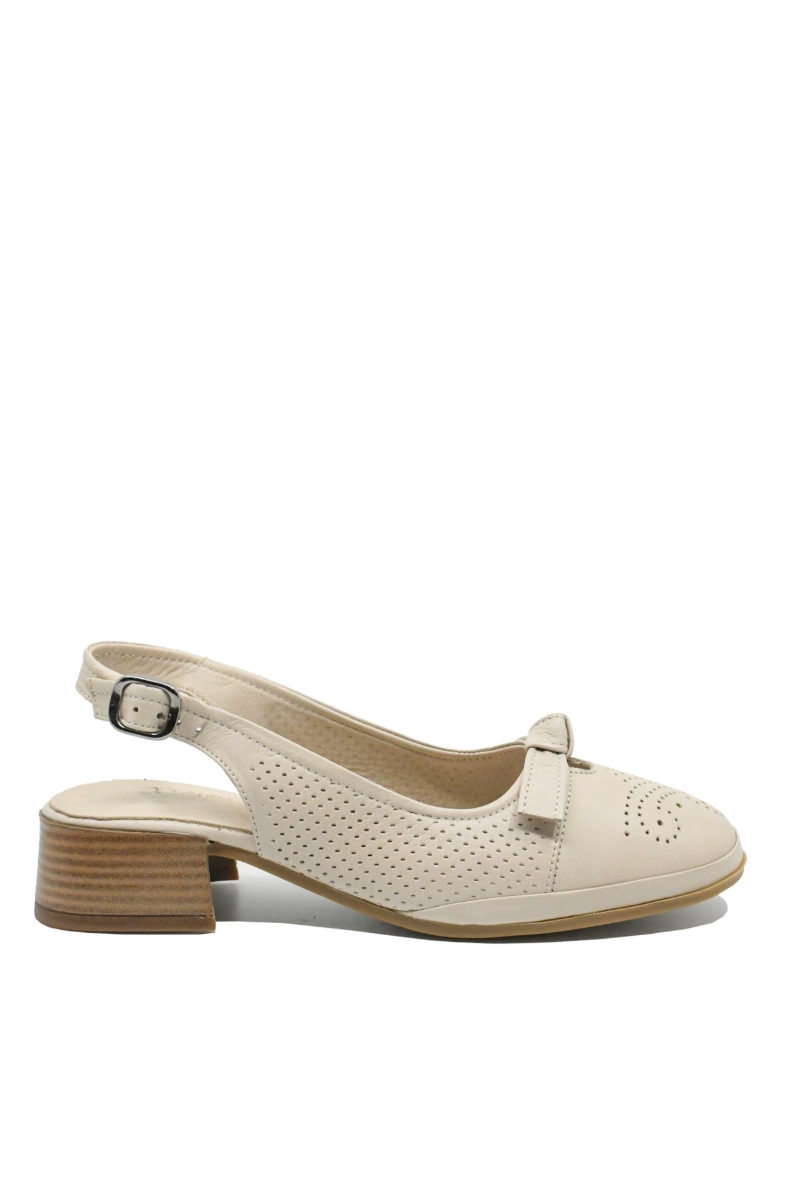 Imagine Pantofi decupați bej din piele naturală cu aspect perforat GOR5682