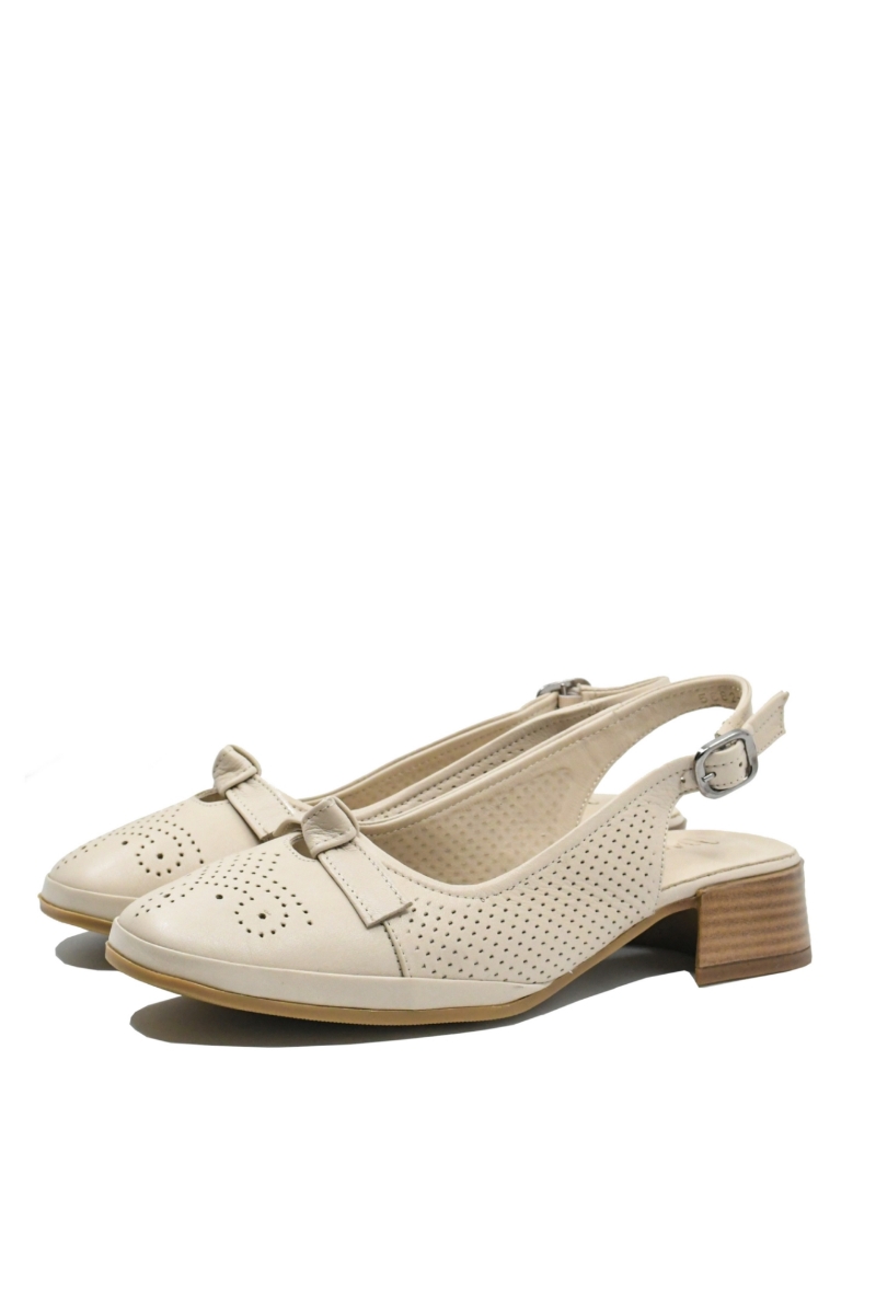 Imagine Pantofi decupați bej din piele naturală cu aspect perforat GOR5682