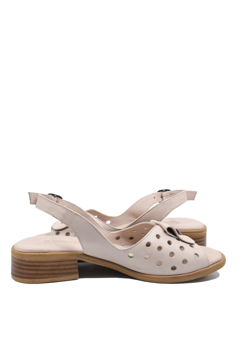 Imagine Sandale joase roz pudră, din piele naturală cu buline perforate GOR1671