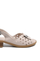 Imagine Sandale joase roz pudră, din piele naturală cu buline perforate GOR1671