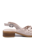 Imagine Sandale joase roz pudră, din piele naturală cu buline perforate GOR1671