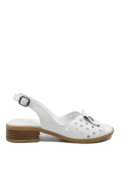 Imagine Sandale joase albe, din piele naturală cu buline perforate GOR1671
