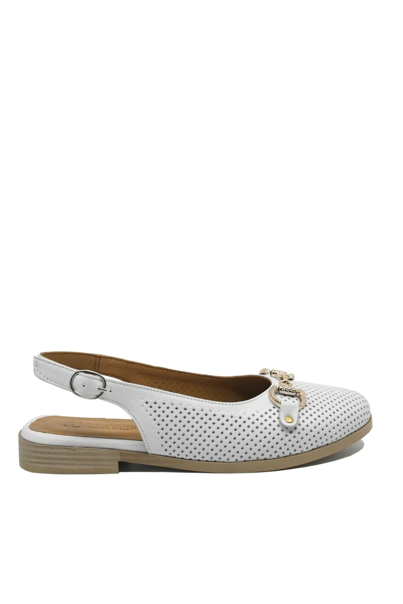 Imagine Pantofi decupați albi din piele naturală cu aspect perforat GOR950