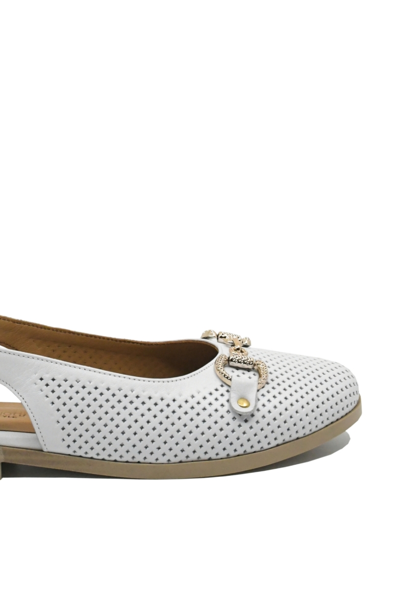 Imagine Pantofi decupați albi din piele naturală cu aspect perforat GOR950