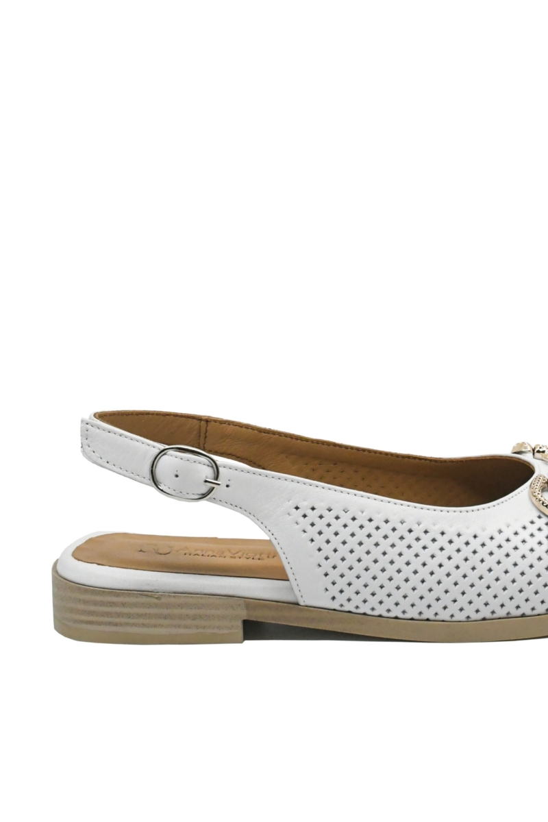 Imagine Pantofi decupați albi din piele naturală cu aspect perforat GOR950