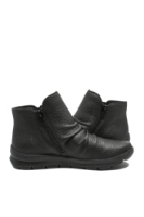 Imagine Ghete damă cu două fermoare, negre, din piele naturală granulată RIKZ0056-00