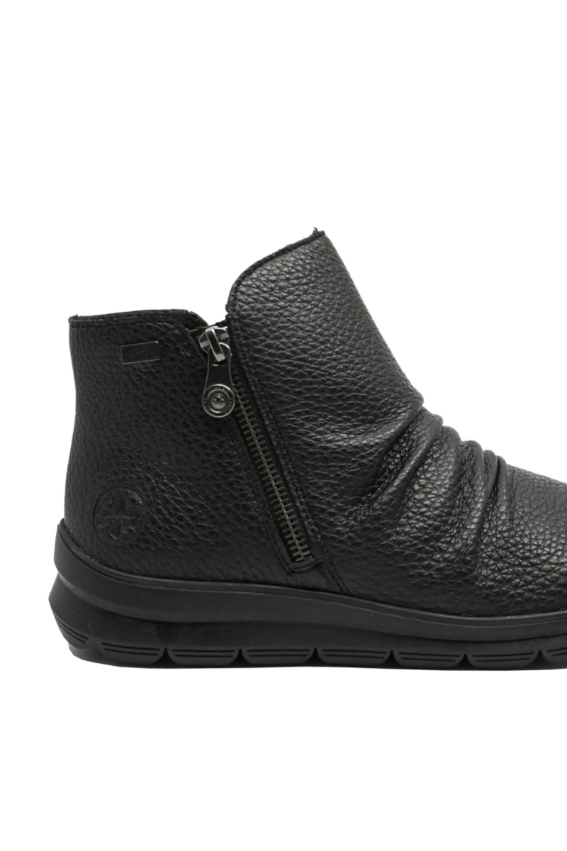 Imagine Ghete damă cu două fermoare, negre, din piele naturală granulată RIKZ0056-00