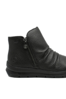 Imagine Ghete damă cu două fermoare, negre, din piele naturală granulată RIKZ0056-00