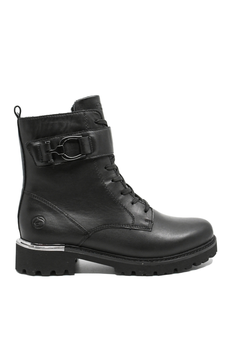 Imagine Ghete damă negre, tip combat, din piele naturală  REMD8657-00