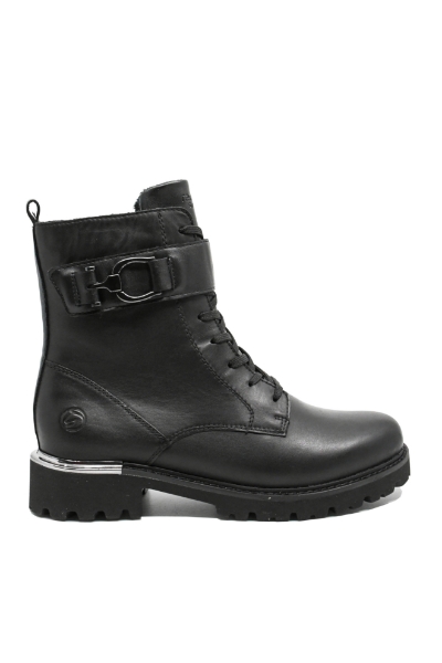 Imagine Ghete damă negre, tip combat, din piele naturală  REMD8657-00