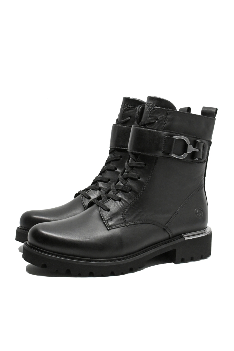 Imagine Ghete damă negre, tip combat, din piele naturală  REMD8657-00