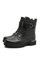 Imagine Ghete damă negre, tip combat, din piele naturală  REMD8657-00