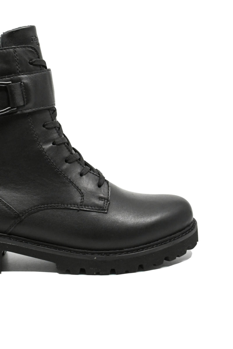 Imagine Ghete damă negre, tip combat, din piele naturală  REMD8657-00
